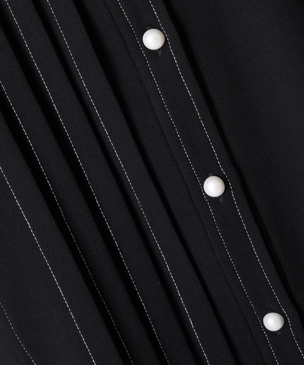 A1BAS08072 A de a.v.v バイカラーステッチラッフルタックブラウス ブラック