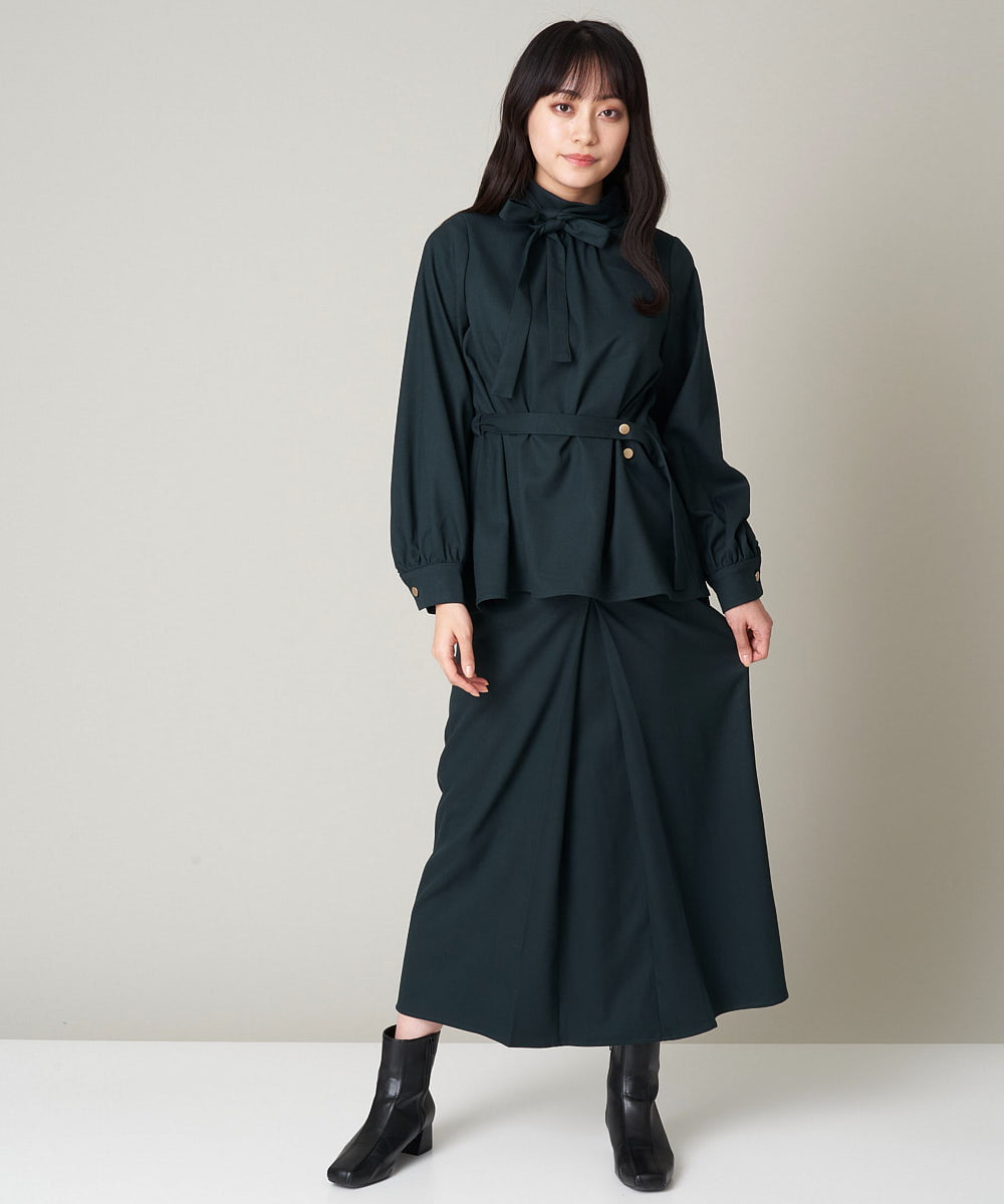 A1BAS10072 A de a.v.v ボウタイフレアブラウス グリーン