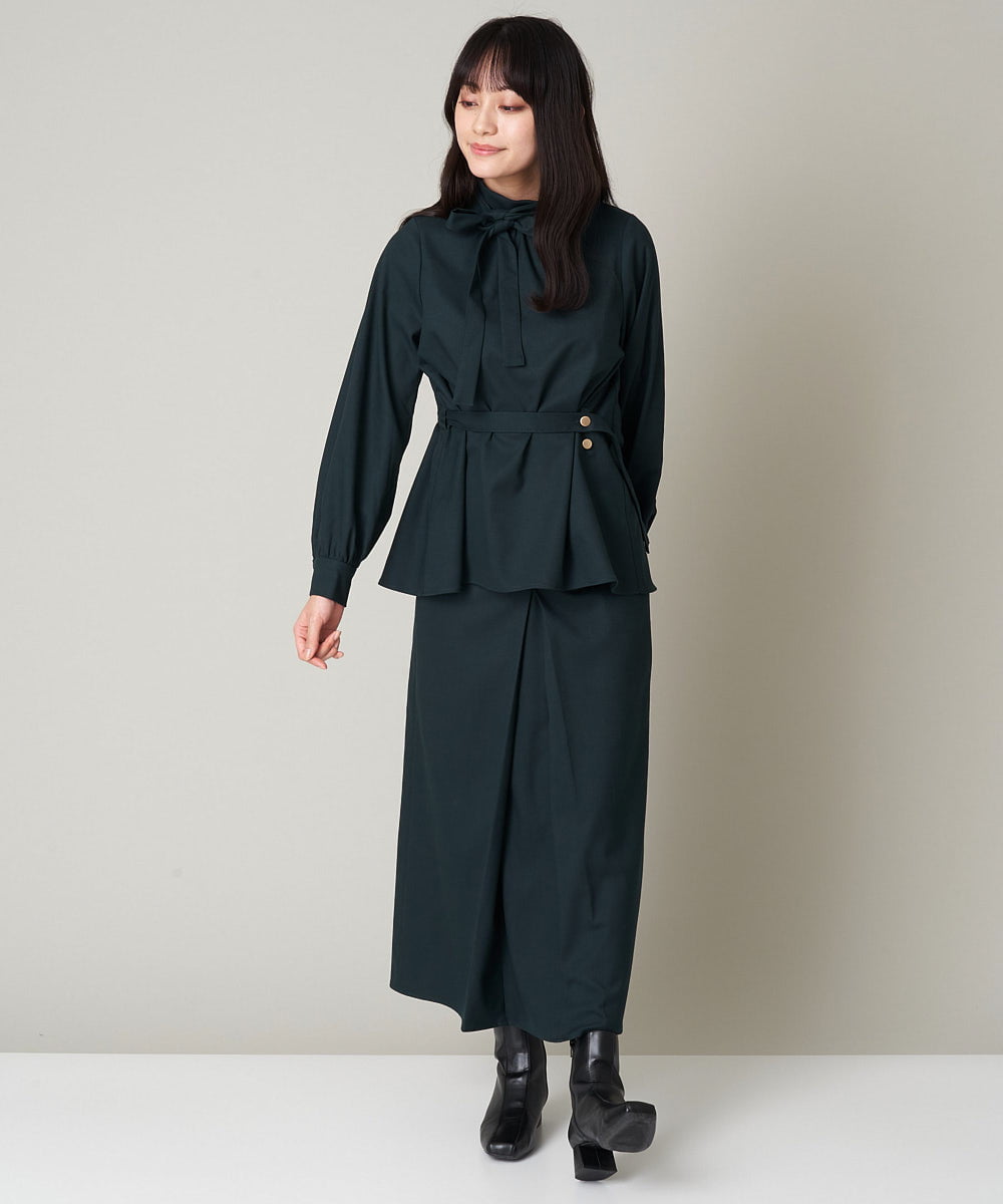 A1BAS10072 A de a.v.v ボウタイフレアブラウス グリーン