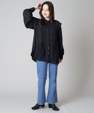 A1BJP69063 A de a.v.v 肩ラッフルタックブラウス ブラック