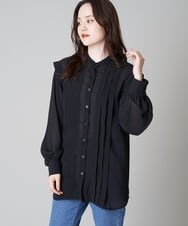 A1BJP69063 A de a.v.v 肩ラッフルタックブラウス ブラック