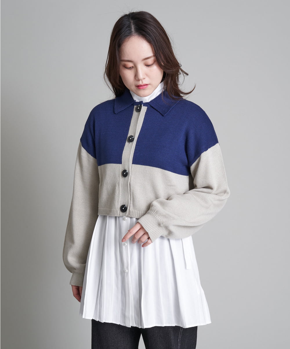 MONSE】バイカラー レイヤード デザイン WOOLロング MONSE】バイカラー レイヤード デザイン WOOLロング