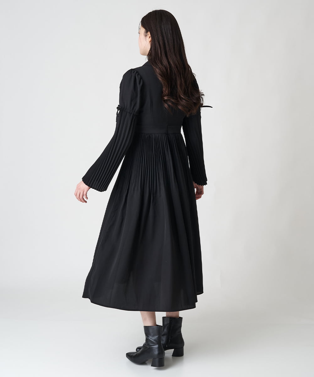 12 プリーツプリーズ⚫︎フレアワンピース⚫︎黒 ほしく 