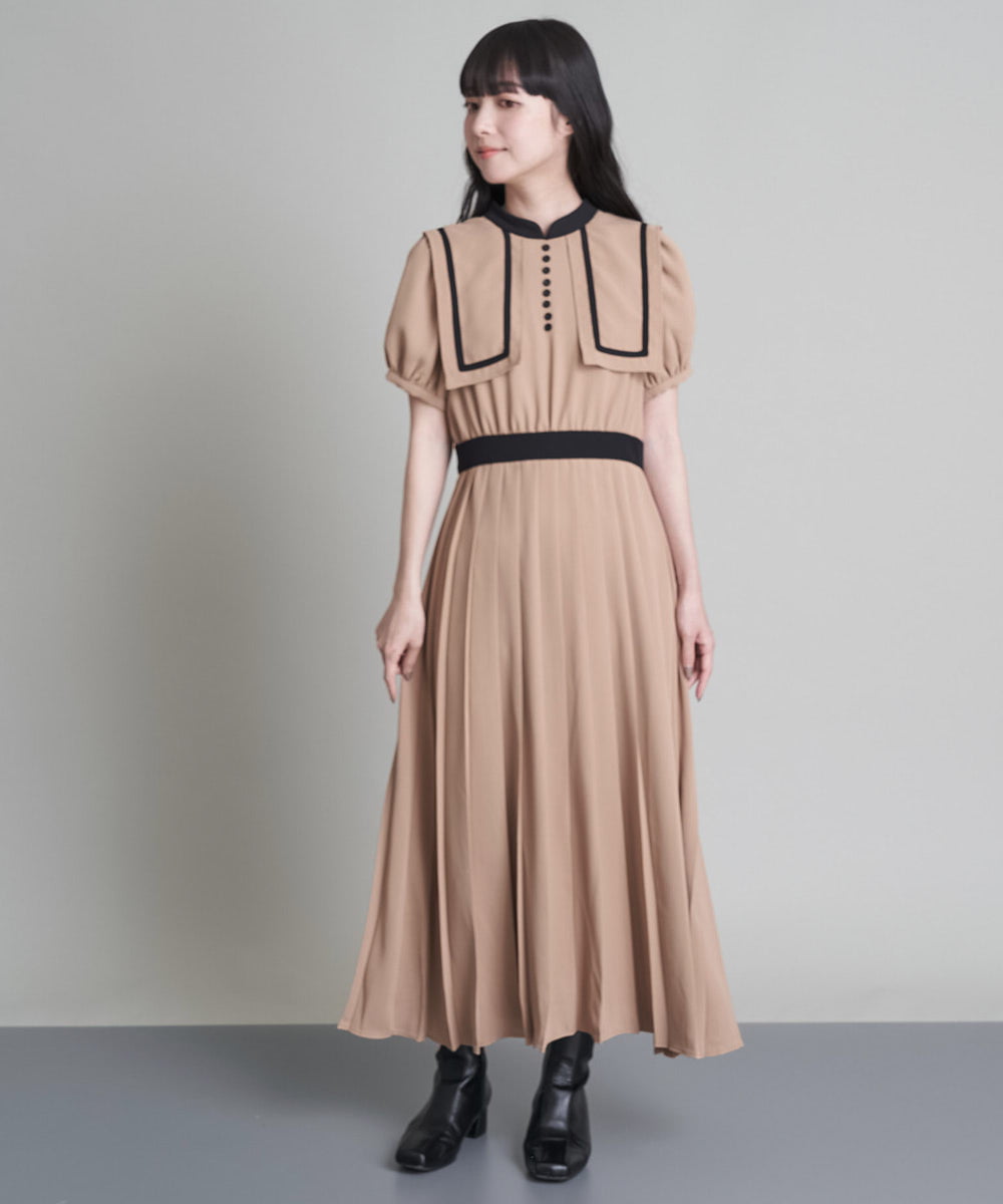 配色バインダーセーラーカラープリーツワンピ(ワンピース) | A de  