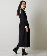 A1EJP59090 A de a.v.v バイカラ―肩ラッフルワンピース ブラック