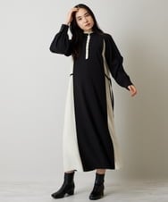 A1EJP60090 A de a.v.v バイカラ―切替ワンピース ブラック