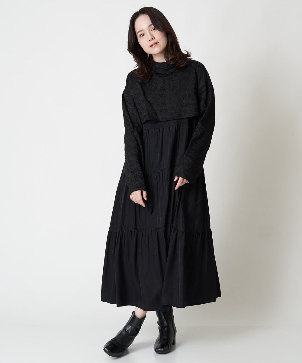 A1EJS63109 A de a.v.v ジャガードボレロ付きティアードワンピ ブラック