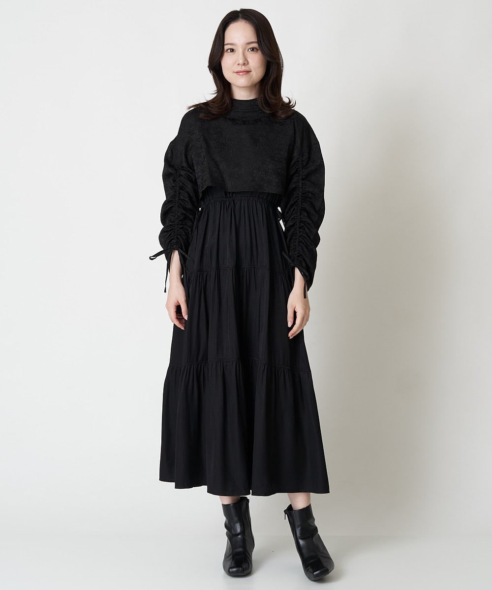 A1EJS63109 A de a.v.v ジャガードボレロ付きティアードワンピ ブラック