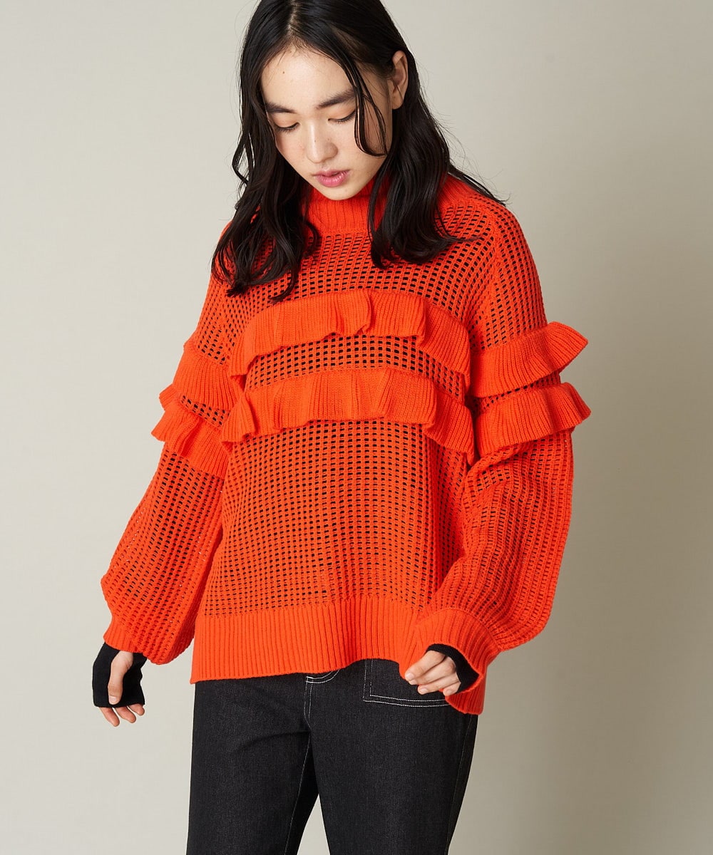 ZARA フリル付きオレンジトップス 12-18ヶ月 角々しく