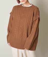 A1FJM01054 A de a.v.v バックレースアップケーブルニット ベージュ