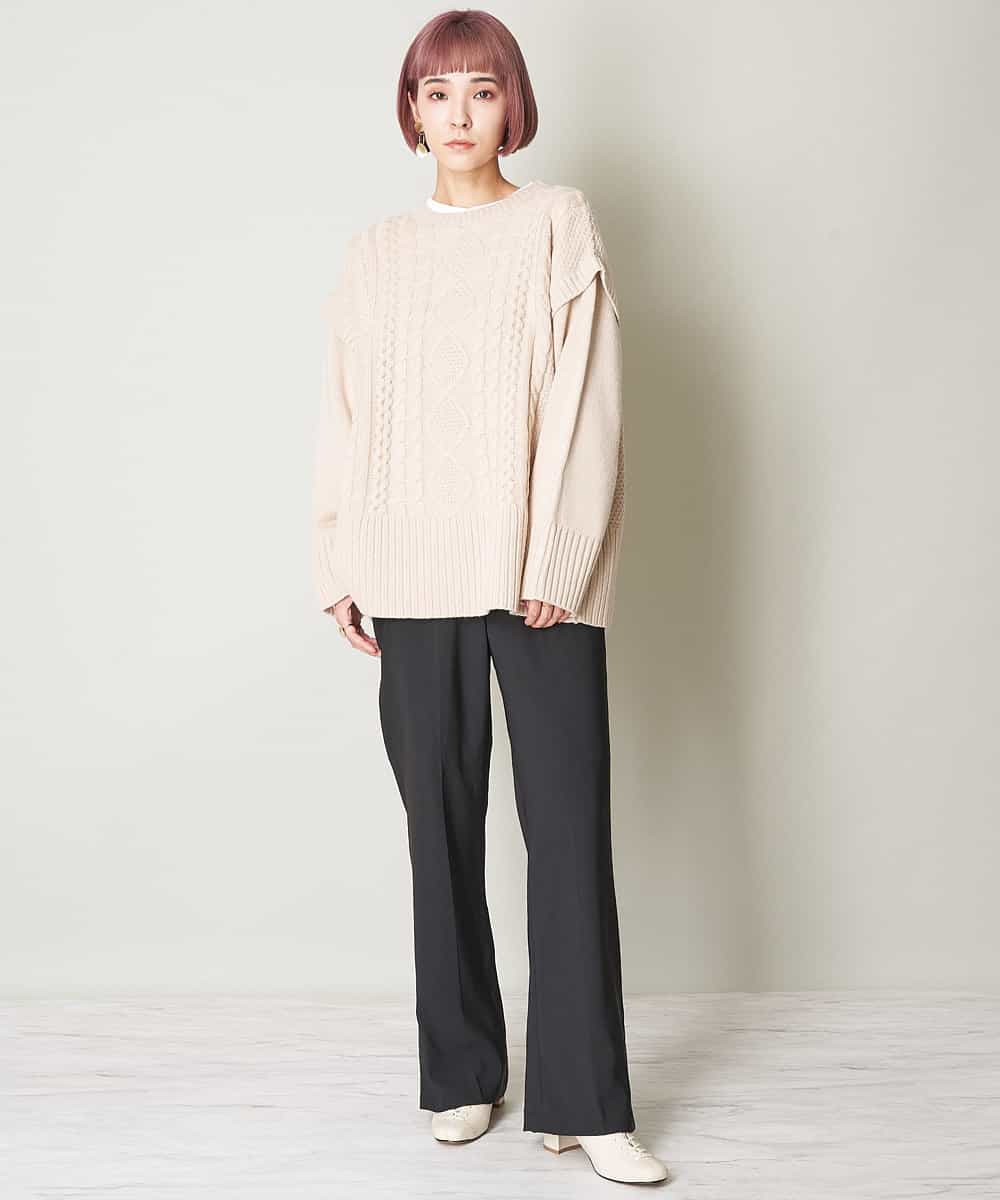 A1FJM01054 A de a.v.v バックレースアップケーブルニット ベージュ