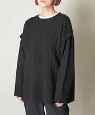 A1FJM01054 A de a.v.v バックレースアップケーブルニット ブラック