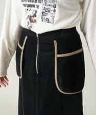 A1HAP08060 A de a.v.v （SET UP対応）配色パイピングコーデュロイスカート カーキ