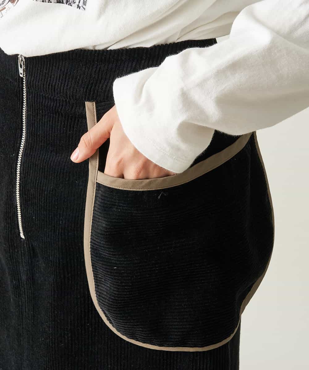 A1HAP08060 A de a.v.v （SET UP対応）配色パイピングコーデュロイスカート カーキ