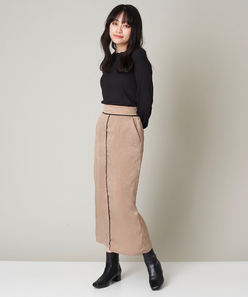 SET UP対応］バイカラーパイピングサテンスカート(その他のスカート