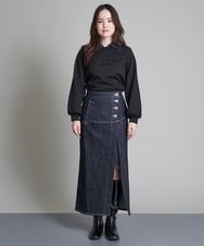 A1HDS18072 A de a.v.v レイヤードナローデニムスカート ネイビー
