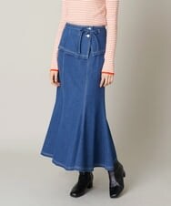 A1HJP42072 A de a.v.v ワイドベルトツキデニムマーメイドスカート ブルー