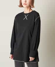 A1KJM18045 A de a.v.v 配色メローチュニックＴシャツ ブラック