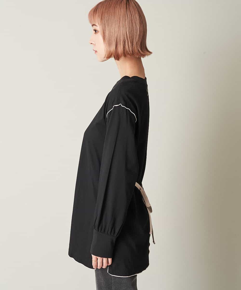 A1KJM18045 A de a.v.v 配色メローチュニックＴシャツ ブラック