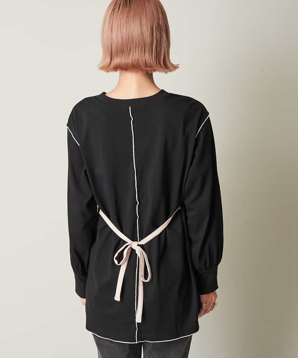 A1KJM18045 A de a.v.v 配色メローチュニックＴシャツ ブラック