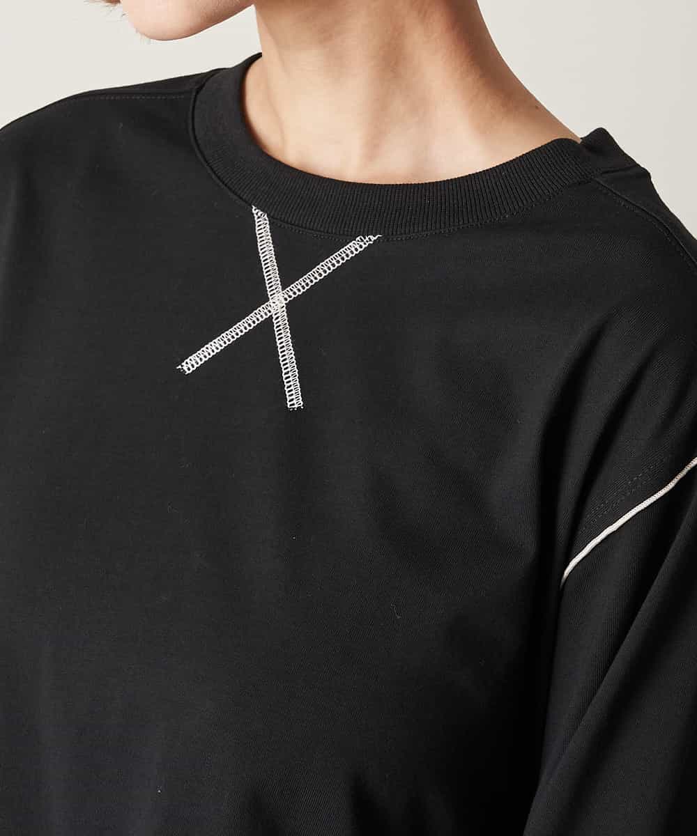 A1KJM18045 A de a.v.v 配色メローチュニックＴシャツ ブラック
