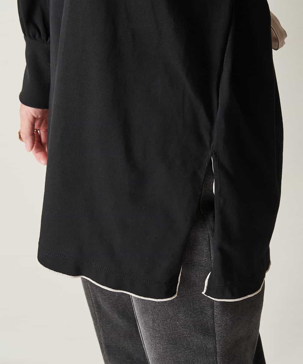 A1KJM18045 A de a.v.v 配色メローチュニックＴシャツ ブラック