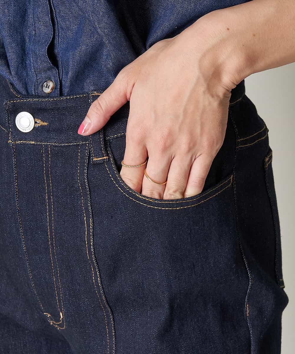 A1LJM03054 A de a.v.v センタースリットデニムフレアパンツ ブラック