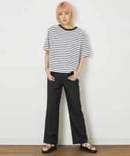A5KGP03027 A de a.v.v ボーダークルーネックTシャツ ブラック