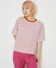 A5KGP03027 A de a.v.v ボーダークルーネックTシャツ ブラック