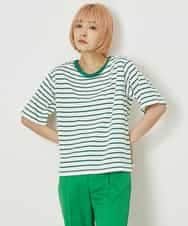 A5KGP03027 A de a.v.v ボーダークルーネックTシャツ ブラック