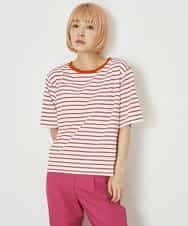 A5KGP03027 A de a.v.v ボーダークルーネックTシャツ ブラック