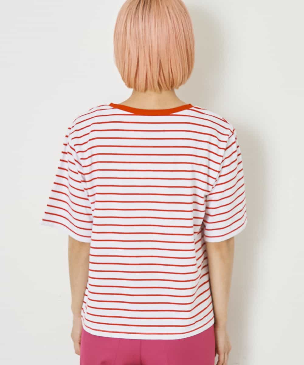 A5KGP03027 A de a.v.v ボーダークルーネックTシャツ ブラック