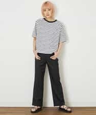 A5KGP03027 A de a.v.v ボーダークルーネックTシャツ ブラック