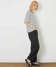 A5KGP03027 A de a.v.v ボーダークルーネックTシャツ ブラック