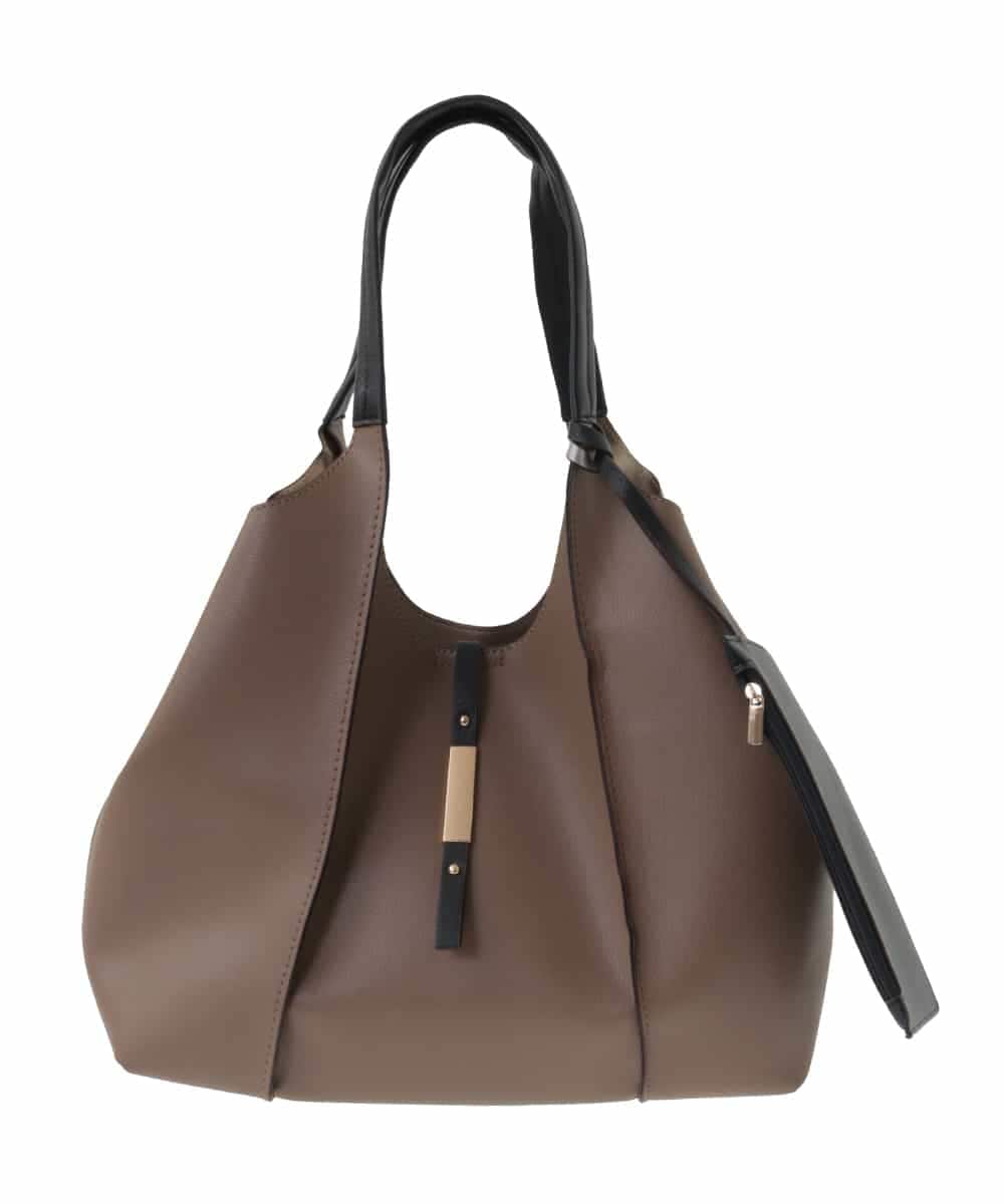 BJCAA02180 MK MICHEL KLEIN BAG(MK ミッシェルクラン バッグ) [ポーチ付き]メタルバーアクセントデザインバッグ ブラウン