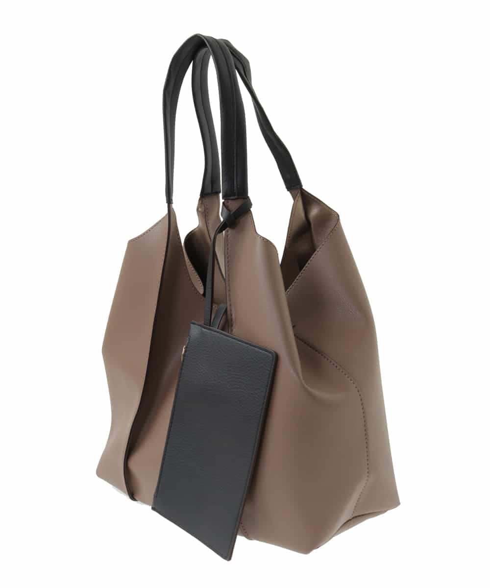 BJCAA02180 MK MICHEL KLEIN BAG(MK ミッシェルクラン バッグ) [ポーチ付き]メタルバーアクセントデザインバッグ ブラウン