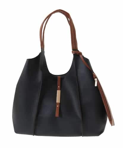 MK MICHEL KLEIN BAG(MK ミッシェルクラン バッグ) [ポーチ付き]メタルバーアクセントデザインバッグ ブラック/黒 フリーサイズ