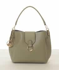 BJCAA10150 MK MICHEL KLEIN BAG(MK ミッシェルクラン バッグ) [2WAY/チャーム付き]メタルバックルデザインハンドバッグ カーキ