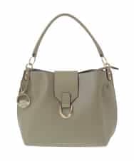 BJCAA10150 MK MICHEL KLEIN BAG(MK ミッシェルクラン バッグ) [2WAY/チャーム付き]メタルバックルデザインハンドバッグ カーキ