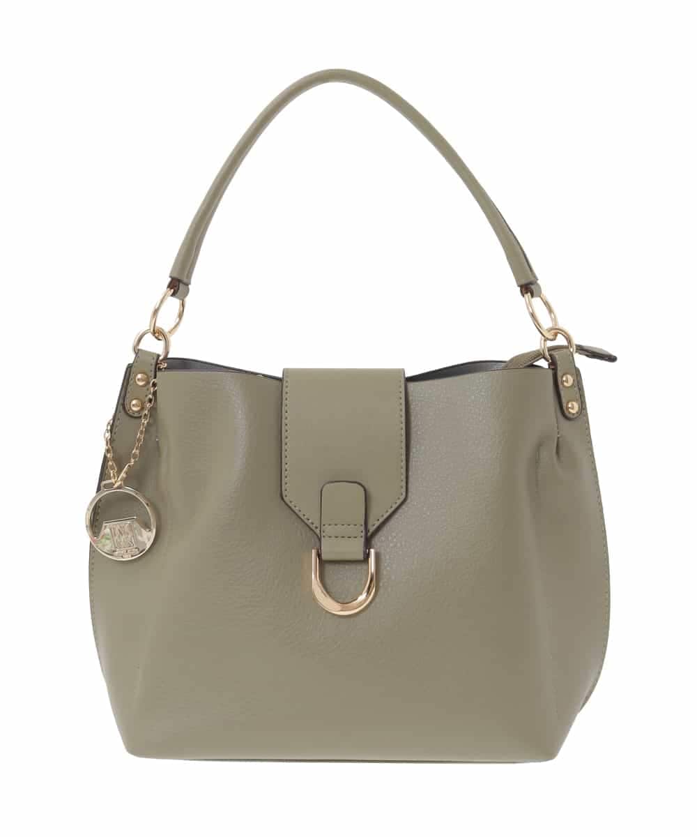 BJCAA10150 MK MICHEL KLEIN BAG(MK ミッシェルクラン バッグ) [2WAY/チャーム付き]メタルバックルデザインハンドバッグ カーキ