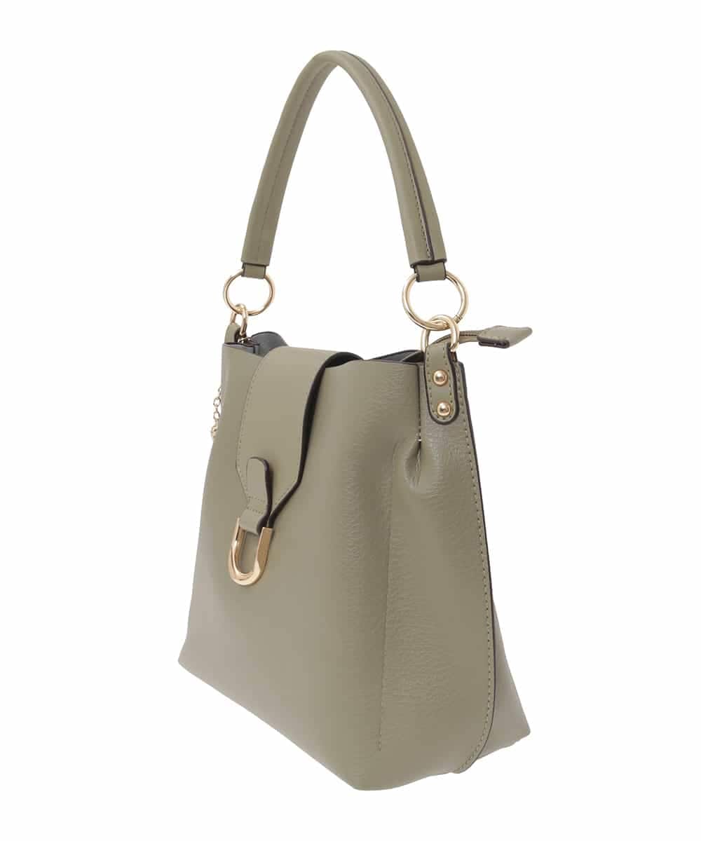 BJCAA10150 MK MICHEL KLEIN BAG(MK ミッシェルクラン バッグ) [2WAY/チャーム付き]メタルバックルデザインハンドバッグ カーキ