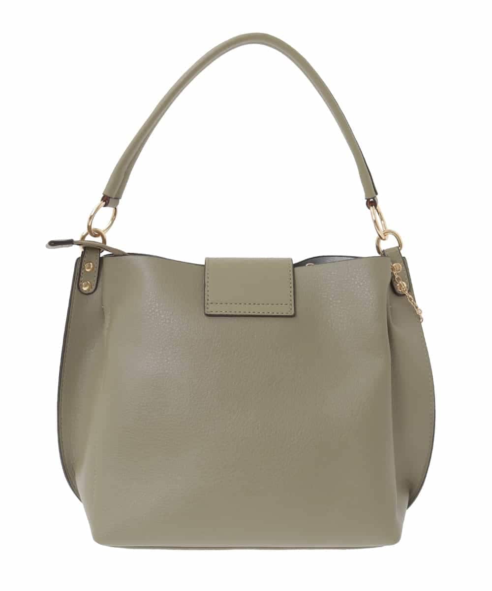 BJCAA10150 MK MICHEL KLEIN BAG(MK ミッシェルクラン バッグ) [2WAY/チャーム付き]メタルバックルデザインハンドバッグ カーキ