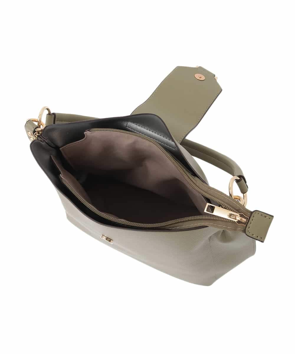 BJCAA10150 MK MICHEL KLEIN BAG(MK ミッシェルクラン バッグ) [2WAY/チャーム付き]メタルバックルデザインハンドバッグ カーキ