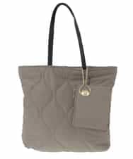 BJCAA11110 MK MICHEL KLEIN BAG(MK ミッシェルクラン バッグ) [ポーチ・チャーム付き/A4収納可]キルティングスクエアトートバッグ カーキ