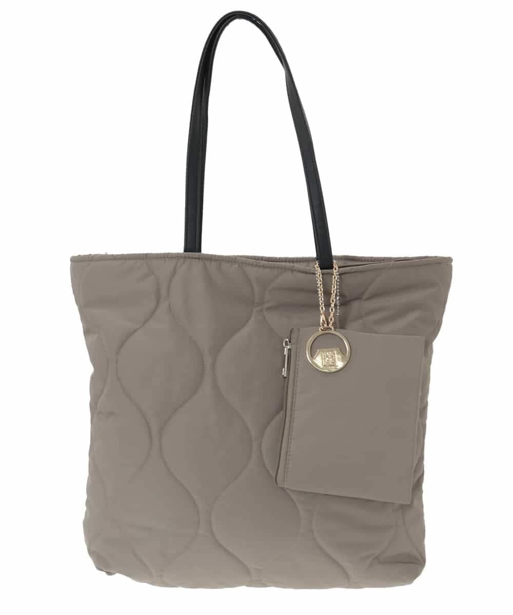 BJCAA11110 MK MICHEL KLEIN BAG(MK ミッシェルクラン バッグ) [ポーチ・チャーム付き/A4収納可]キルティングスクエアトートバッグ カーキ