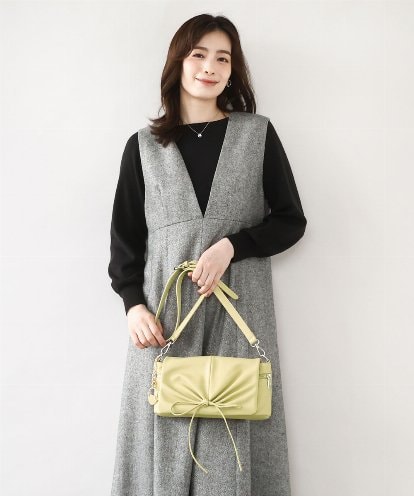 BJCAA13130 MK MICHEL KLEIN BAG [チャーム付き]ギャザーリボンショルダーバッグ