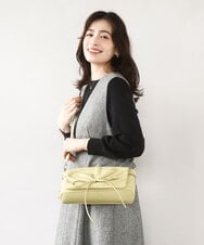 BJCAA13130 MK MICHEL KLEIN BAG(MK ミッシェルクラン バッグ) [チャーム付き]ギャザーリボンショルダーバッグ イエロー