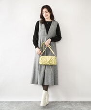 BJCAA13130 MK MICHEL KLEIN BAG(MK ミッシェルクラン バッグ) [チャーム付き]ギャザーリボンショルダーバッグ イエロー