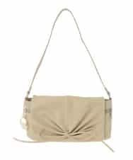 BJCAA13130 MK MICHEL KLEIN BAG(MK ミッシェルクラン バッグ) [チャーム付き]ギャザーリボンショルダーバッグ グリーン