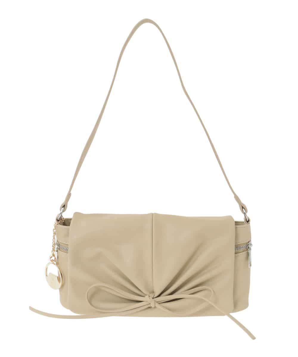 BJCAA13130 MK MICHEL KLEIN BAG(MK ミッシェルクラン バッグ) [チャーム付き]ギャザーリボンショルダーバッグ グリーン